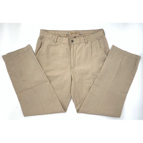 Indigo Other - Indigo Palms Classic ChinoFit Beige Flat Front Men's Pants Size W38 L34